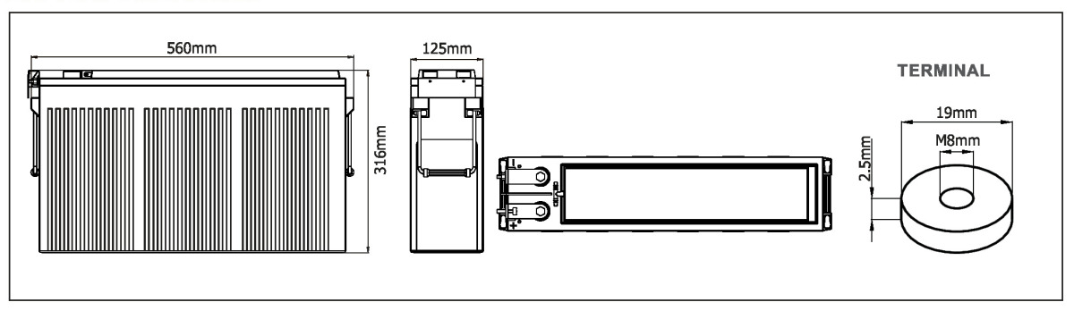 Компоновка аккумуляторной батареи Hresys VHR 12DF200