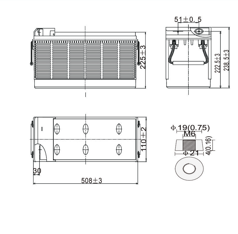 Компоновка аккумуляторной батареи Leoch LPF12-100A