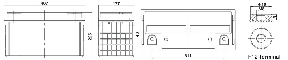 Компоновка аккумуляторной батареи Ritar DG12-120