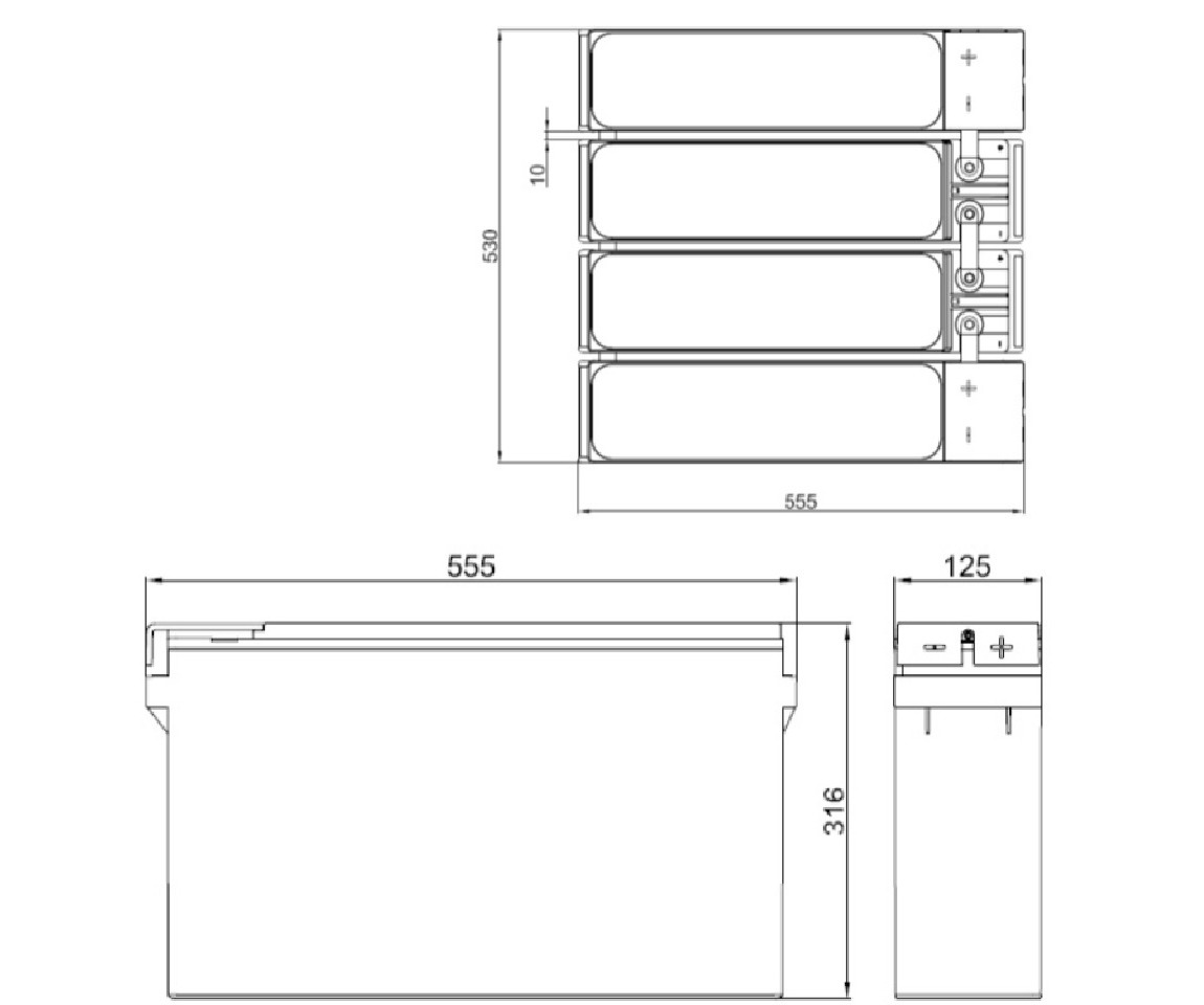 Компоновка аккумуляторной батареи Sunlight 12 STB 180 FA